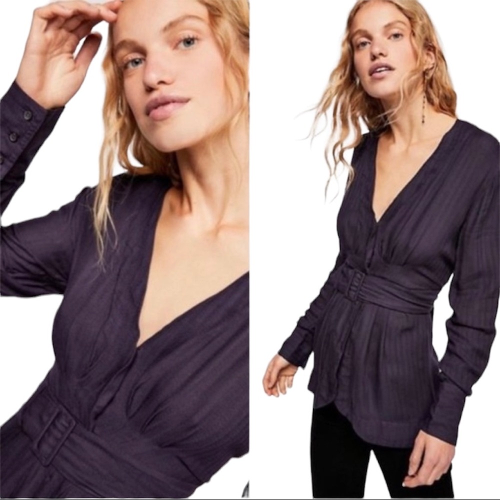 Free People Back in the Spotlight Shirt in Purple. L.
